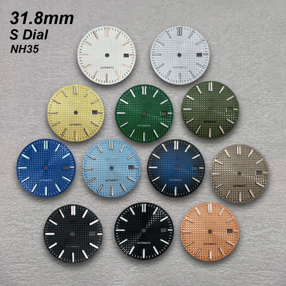 

31.8mm Oak S Dial Fit NH35/NH36/4R/7S Automatic Movement Green Luminous High-Quality waffle Watch Modification Accessories