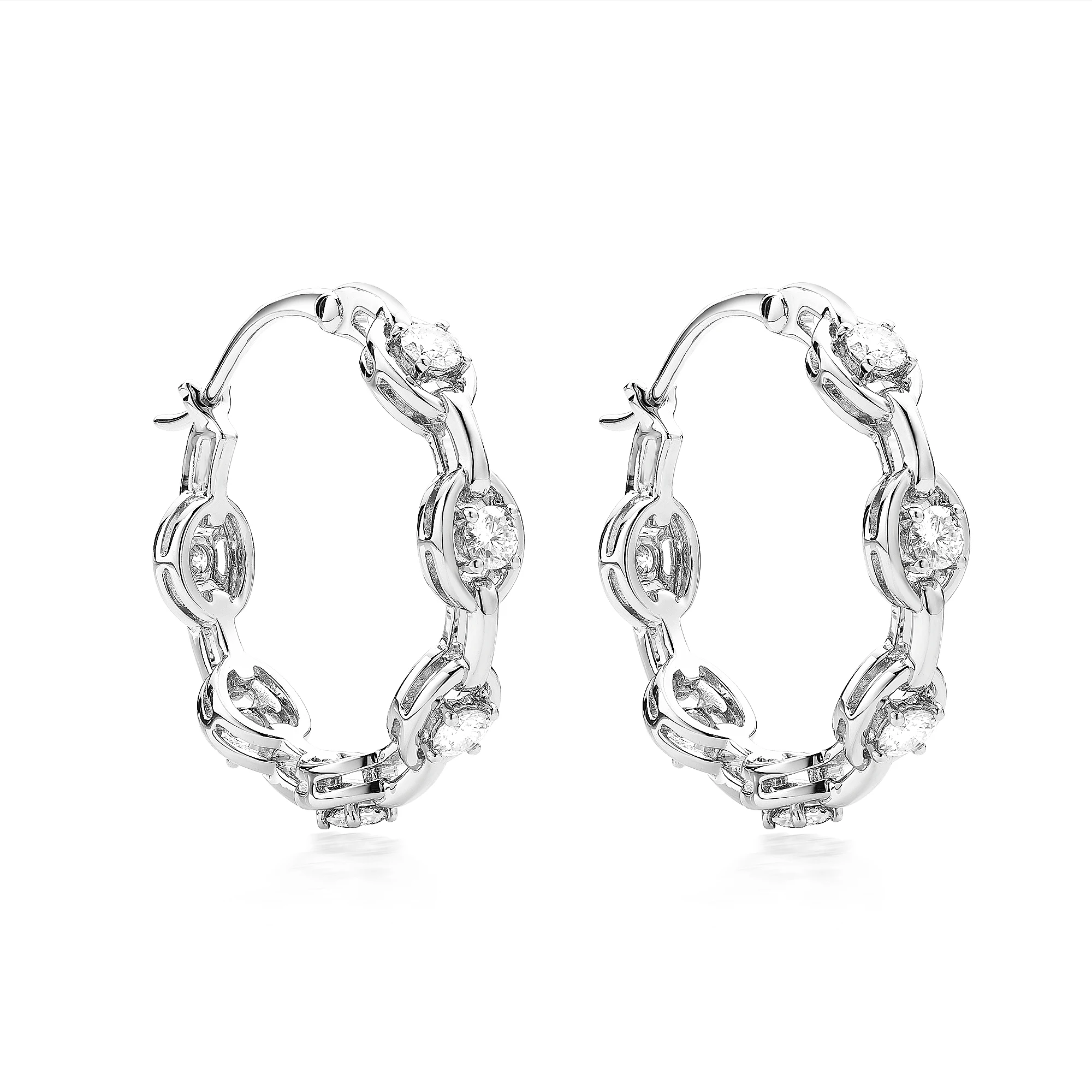 

Серьги-кольца из стерлингового серебра 925 пробы с бесцветным муассанитом FGH 3,5 мм для женщин, большие серьги для повседневной носки, подарок