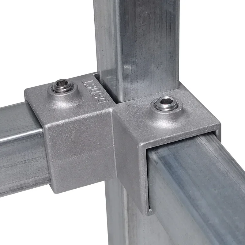 Rura kwadratowa OD 25x25mm Element łączący Kolanko ze stopu aluminium Trójdrożna rura kwadratowa Stałe złącze Stojak do przechowywania