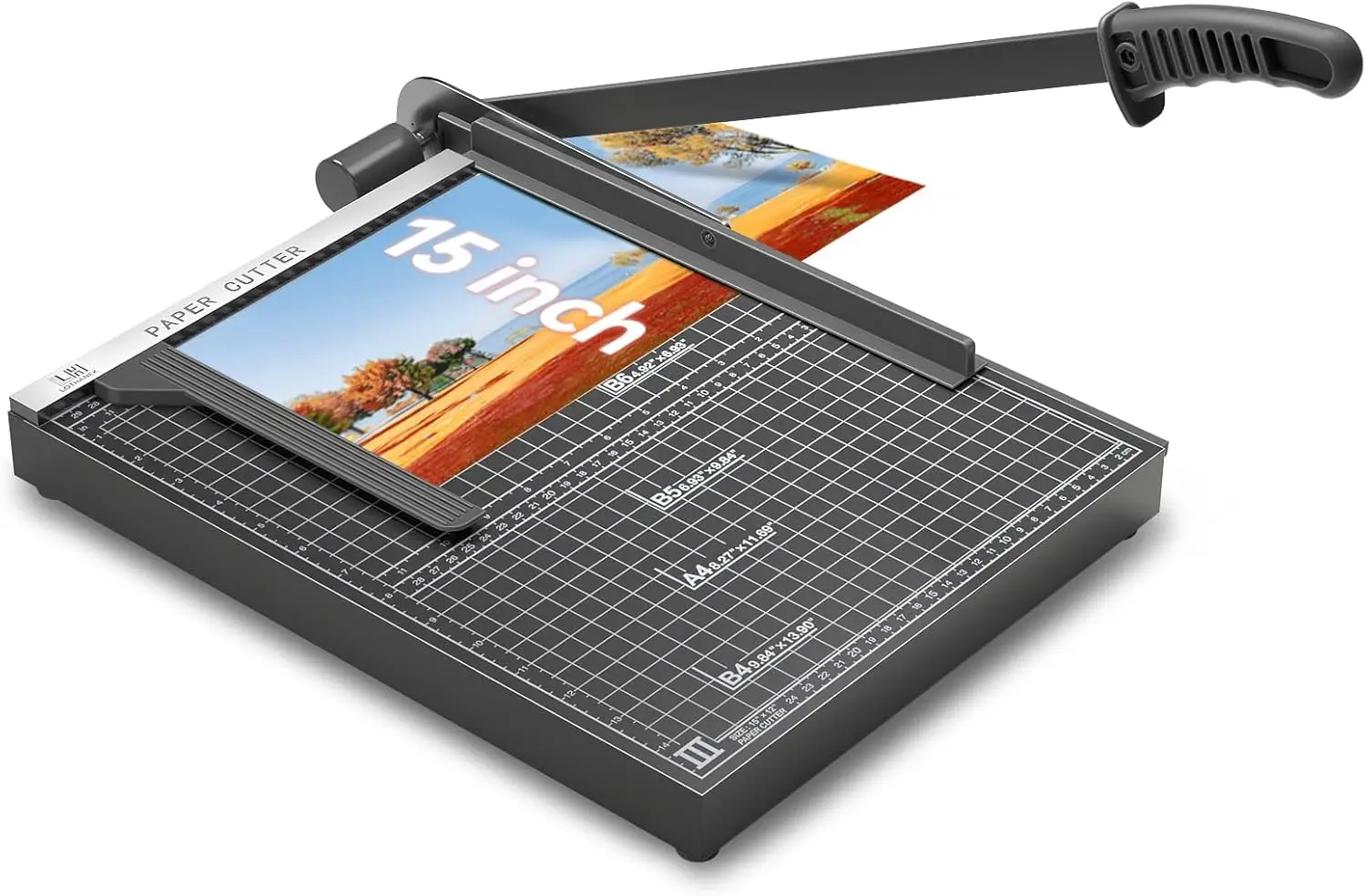 

15 Inch Heavy Duty Paper Cutter with Auto Clamp, B4 A4 Trimmer for Office & Home Use, Cuts 15 Sheets (Black)