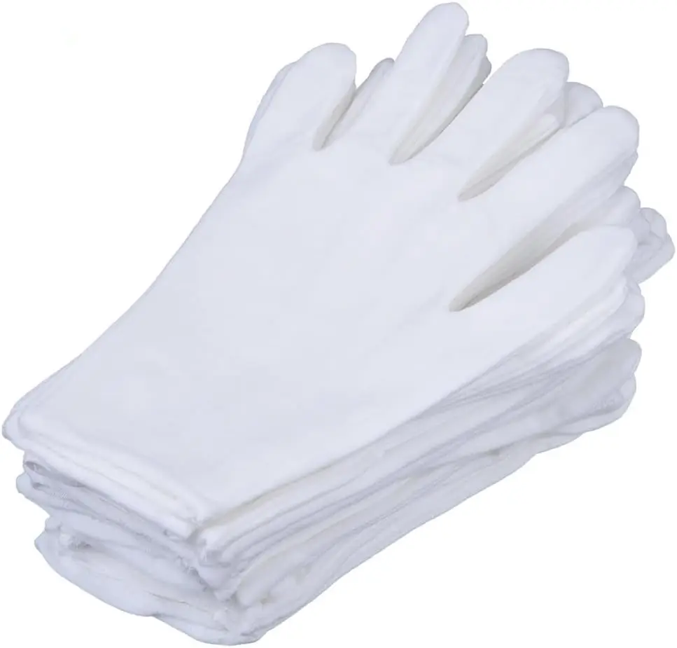 8 Pairs White Cotton Gloves Medium Size for Film, Coins, CD/DVD Handling