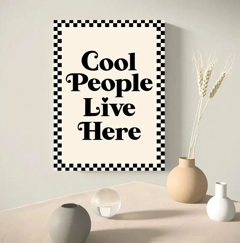 Cool People Live Here Ciao Bella Quote Poster Canvas Painting Print, Minimalist Aesthetic Trendy Wall Art Home Decor Mural