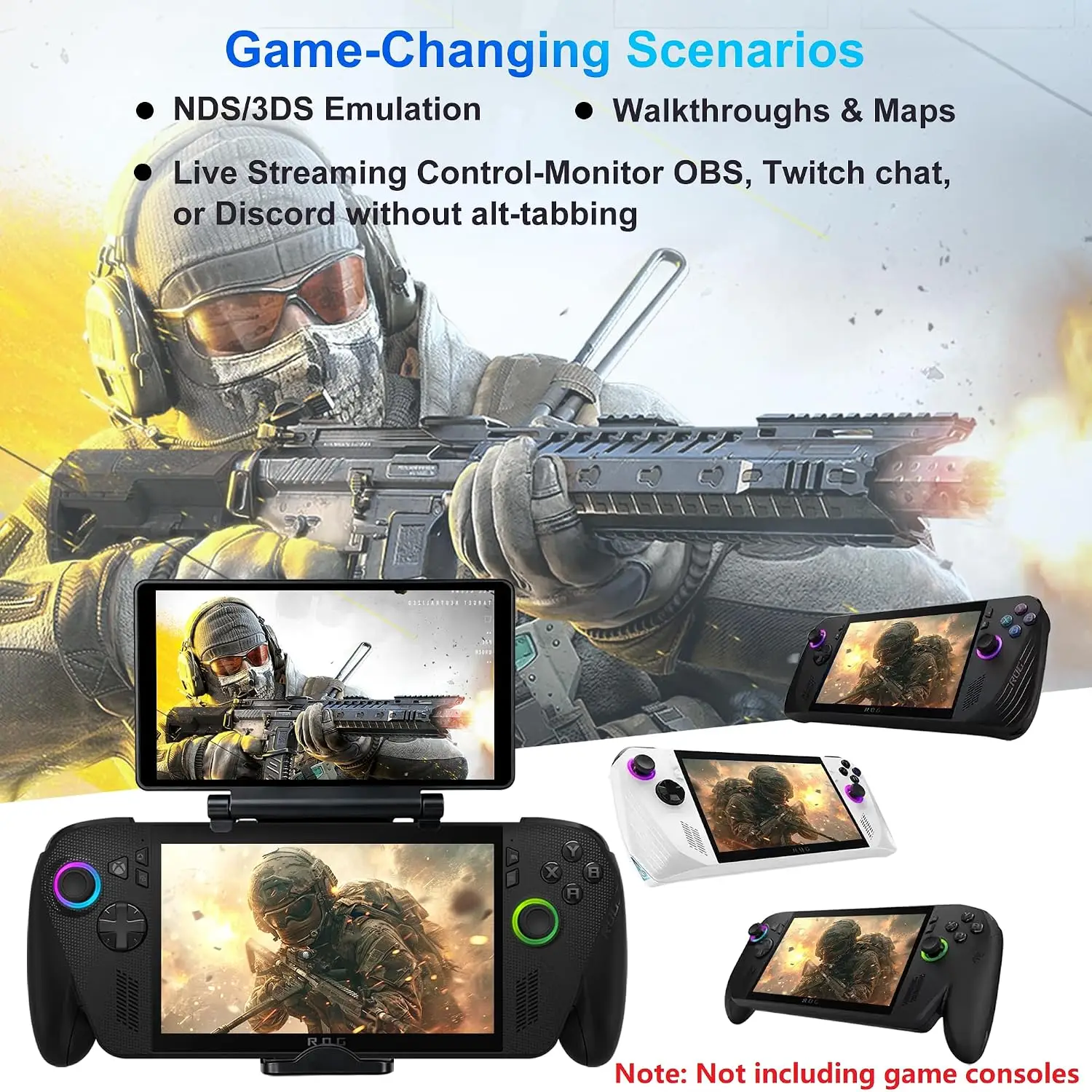 Wisecoco Dual Screen Add-on Expand 7 Inch AMOLED Touchscreen Back Clip Design With TypeC Plug For ROG Ally Handheld Game Console