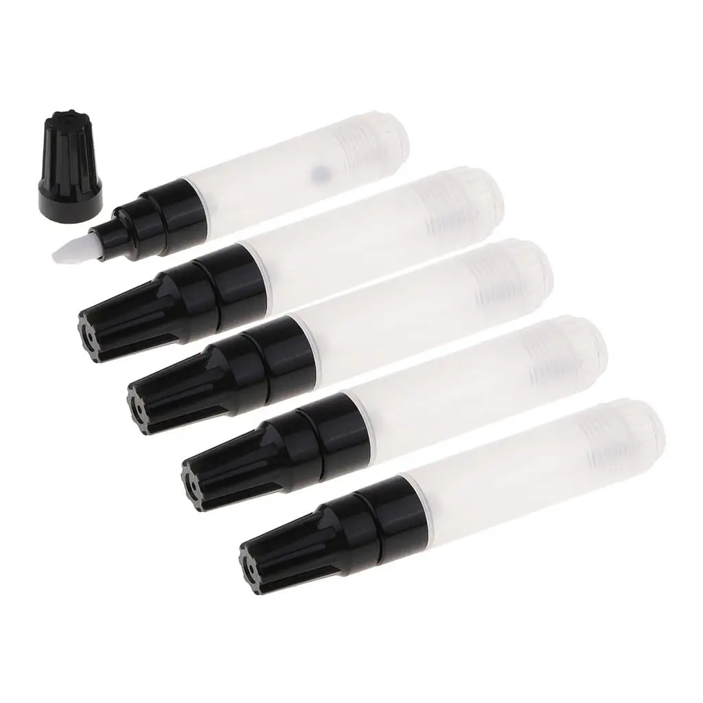 Blank Refillable Paint Marker Tubes 5 Pack Clear Body 8mm Chisel for Watercolor Oil Acrylic Inks