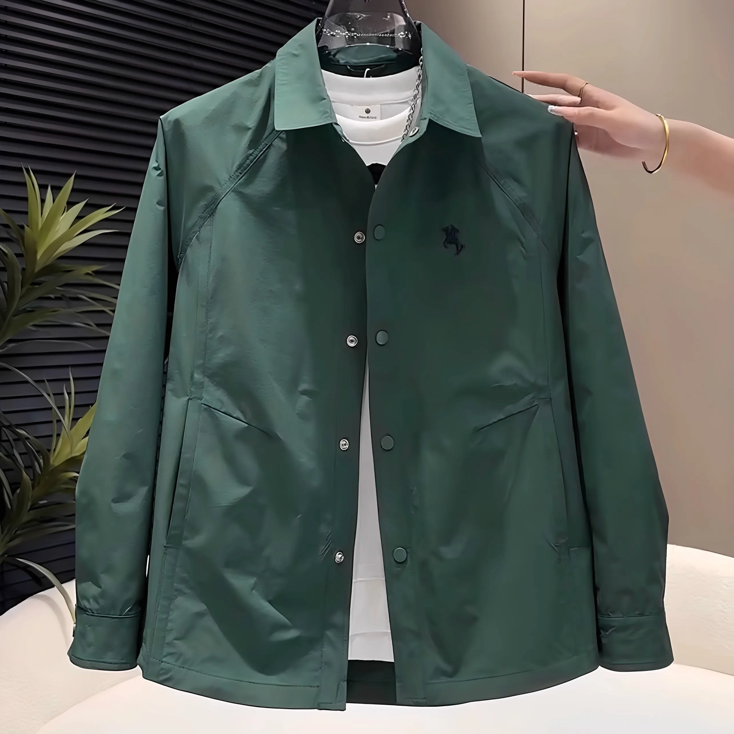 

American Sle Retro Collared Jaet Men's Casual irt Sle Workwear Coat Spring Autumn New Sle Breathable Polyester