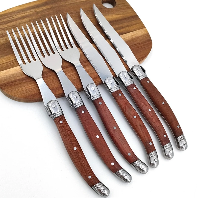 1PCS Stainless steel steak knife and fork set with rosewood handle and steak knife and fork set