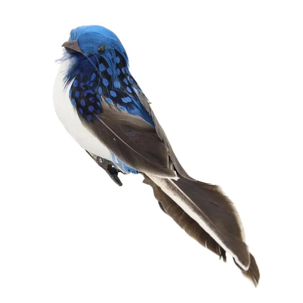 Decorative Birds Sculpture Artificial Feather Foam Lawn Figurine Metal Clip for Garden Ornament Outdoor Use