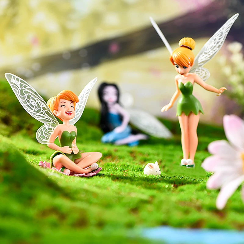 6Pcs Flower Fairy Pixie Fly Wing Miniatures Girl Figurines Figurines Fairy Accessories Dollhouse Ornament Garden Decoration
