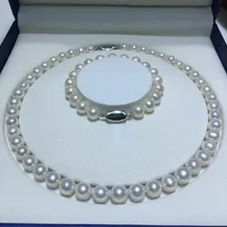 HOT AAAA+ Japanese Akoya 8-9mm white pearl Necklace 40cm 45cm 50cm 55cm 60cm 70cm 90cm 110cm 130 Bracelet7.5-8inch set 925s