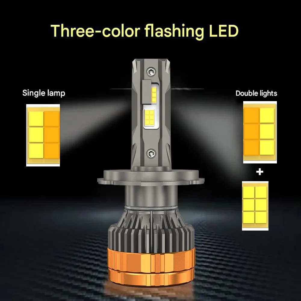 1200 واط H4 H7 H11 LED المصابيح الأمامية H1 H8 H9 H11 HB3 9005 HB4 9006 HIR2 9012 ستروب مصباح التحكم عن بعد ثلاثة ألوان 6500K 4300K 3000K #3