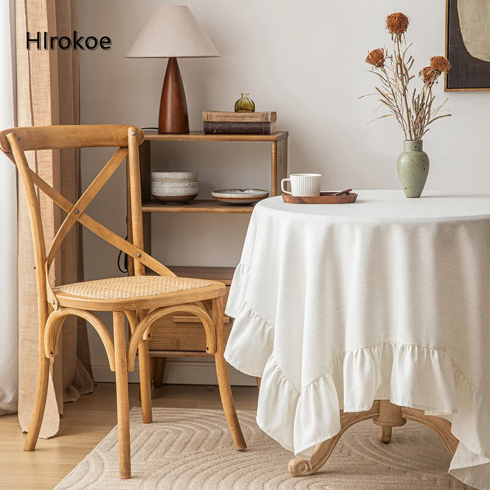 

Solid Polyester Linen Tablecloth Home Tablemat Living Room Dresser Rectangular Dustproof Anti-Scalding Insulated Table Cover