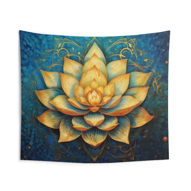 Lotus Tapestry, Spiritual Wall Art, Meditation Wall Decor, Boho Tapestry, Mindfulness Art, Yoga Gift, Lotus Flower Wall Art