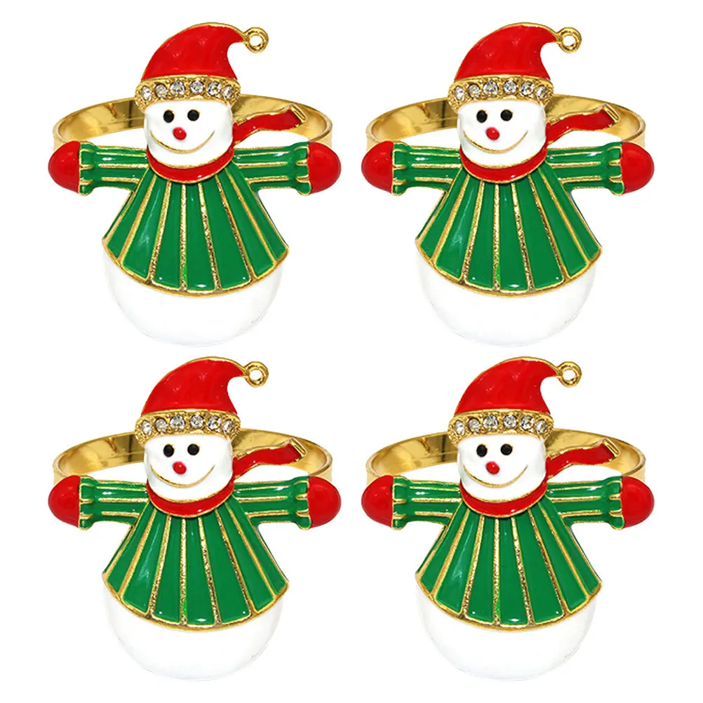 

4Pcs Alloy Snowman Napkin Rings Xmas Dinner Buckles Christmas Table Party Decorations Snowman Napkin Rings Xmas Serviette Buckle