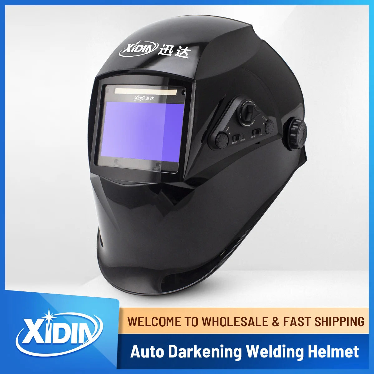 

Large Viewing True Color Solar Powered Auto Darkening Welding Helmet, 4 Arc Sensor Wide Shade 3/4-8/9-13,for TIG MIG ARC | Black