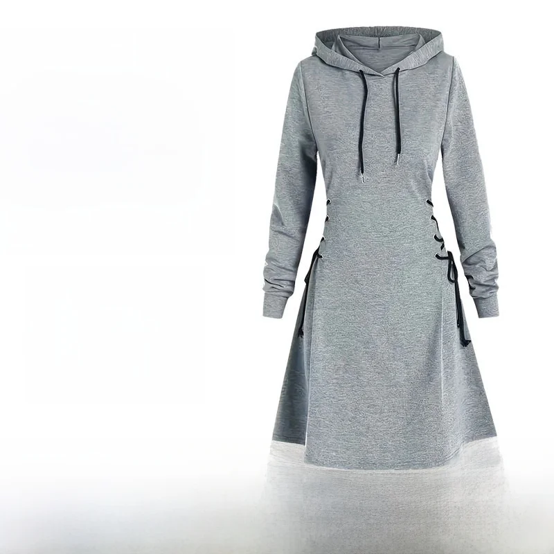 sweatshirt maxi dress Hooded Sweatshirt Dress, Winter Maxi Dress with Cowl Hood