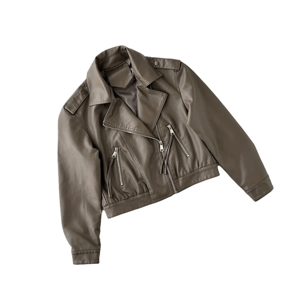 Versatile motociclista in pelle PU Jaet Cappotto ort da donna Autunno Faion Top Materiale sottile Produzione cinese Nessun marchio registrato