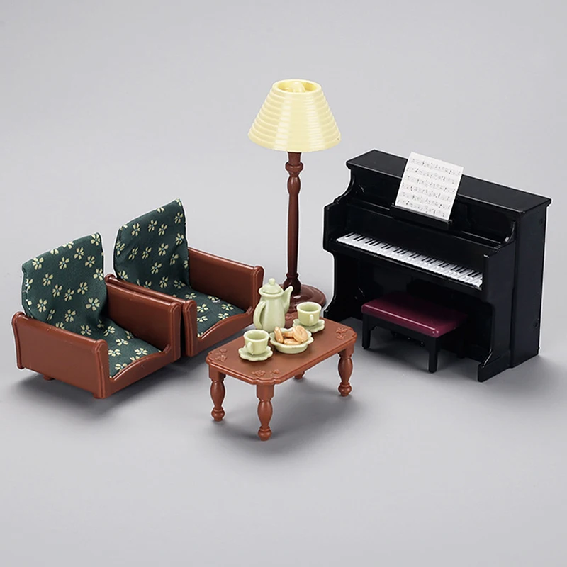 1:12 Mini Simulated Piano Sofa Living Room Miniature Scene Dollhouse European Furniture Decorative Doll House Accessories Model