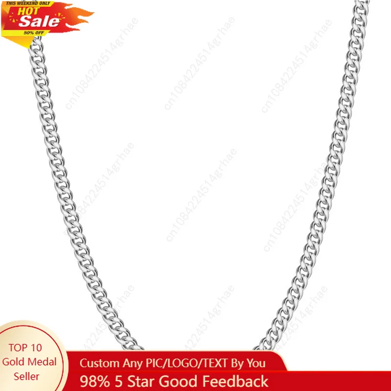 ของขวัญคริสต์มาส Reoxvo สำหรับผู้ชาย สร้อยคอแบบ Cuban Link สำหรับผู้ชาย สร้อยคอสแตนเลสสำหรับผู้ชาย ขนาด 5 มม. อุปกรณ์เสริม