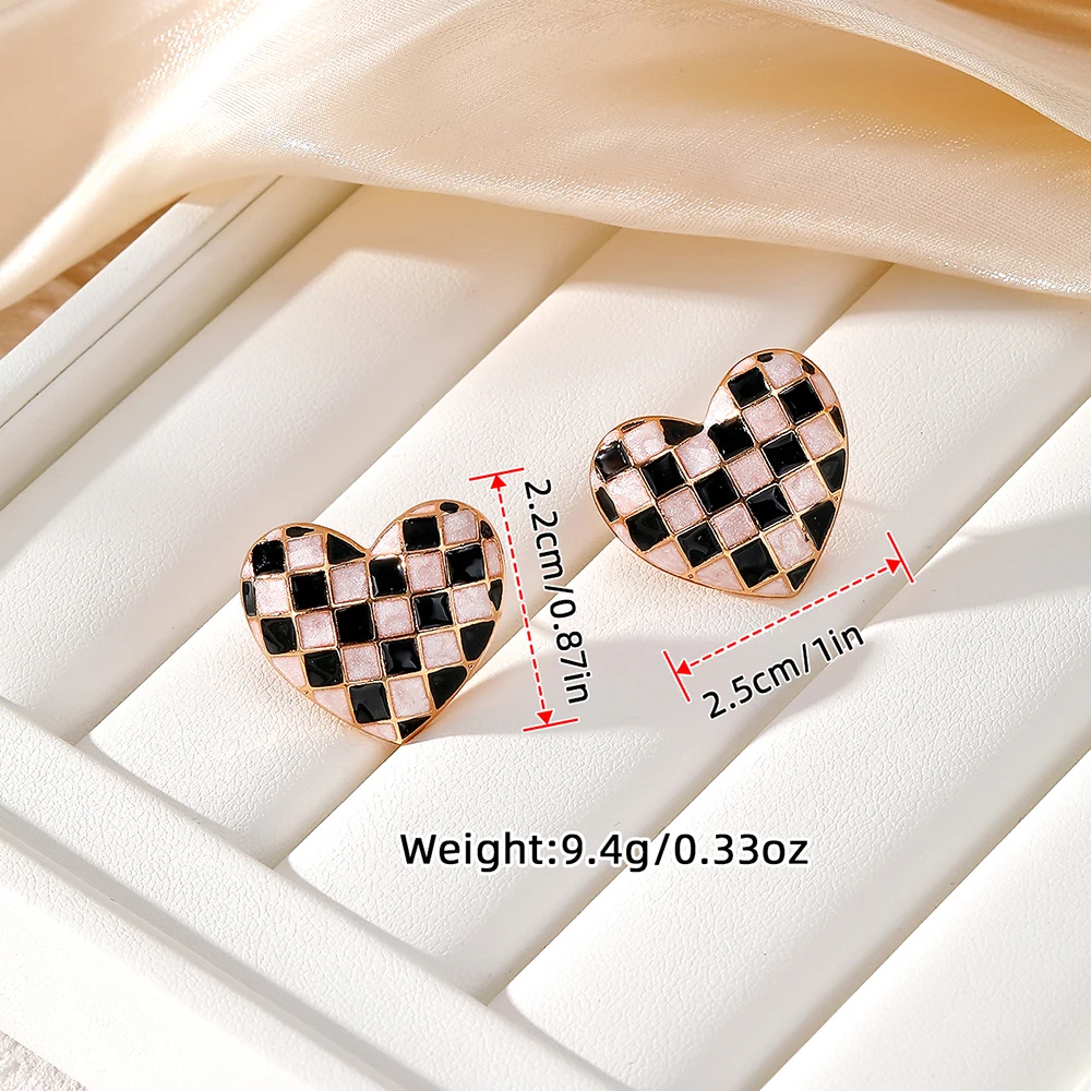 1 Pair of Hot-Selling Jewelry Women's Earrings, Fashionable Earrings, Checkerboard Gradient Color Elegant Ear Accessories, Alloy Material, Japanese and Korean Style Daily Wear, Party and Shopping Gifts