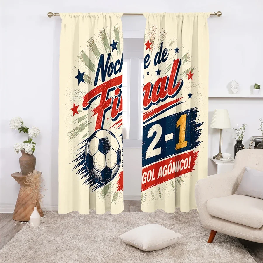 Stylish Sports Soccer Fan Curtain Game Day Football Window Decor Night Finals Match Poster Curtain