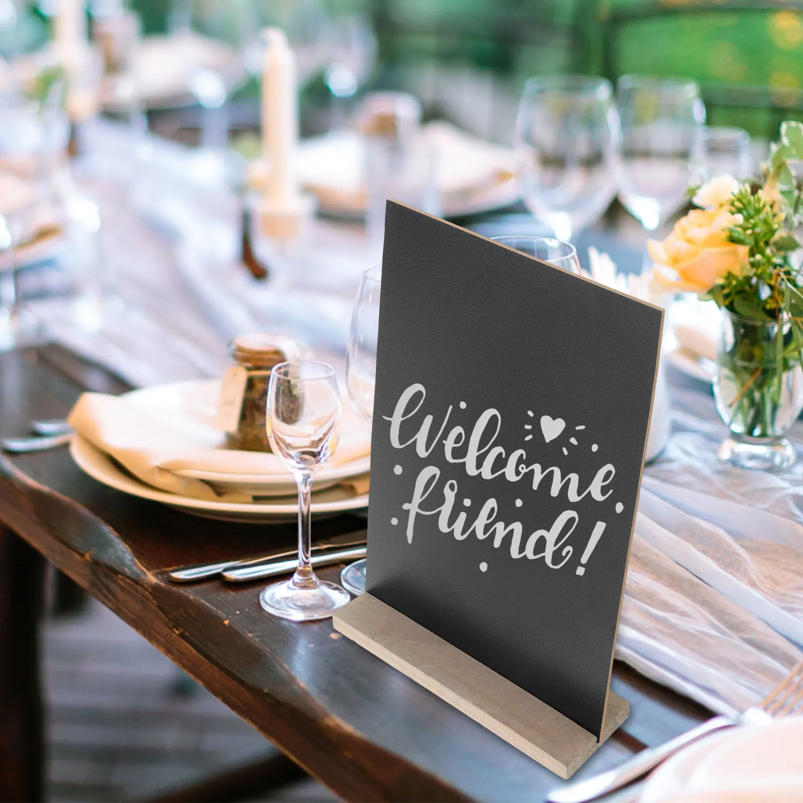 

1pc Wooden Small Blackboard Chalkboard Double Sided Writable Mini Tabletop Stand Food Label Sign Memo Board Practical Durability