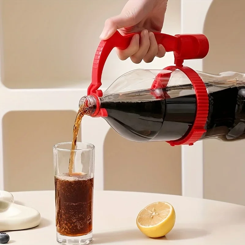 Adjustable Drink Pouring Handle with Built‑In Bottle Opener, Beverage Inverting Holder & Oil Pot Rack with Lemon Cover