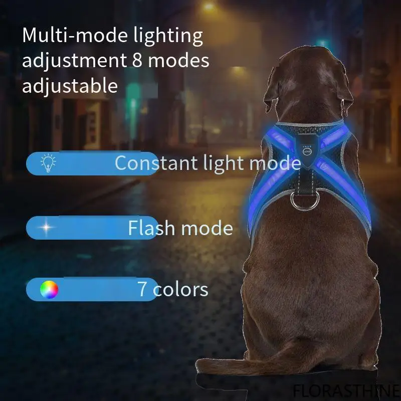 New LED Dog Harness with Color Changing - USB Rechargeable Multicolor Pet Vest, Reflective Adjustable Safety Gear Wholesale
