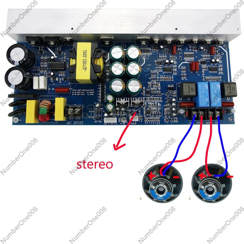 

Stereo 500W+500W Bridge Mono 1KW High-power Digital Amplifier Board With Switch Power Integrated Board