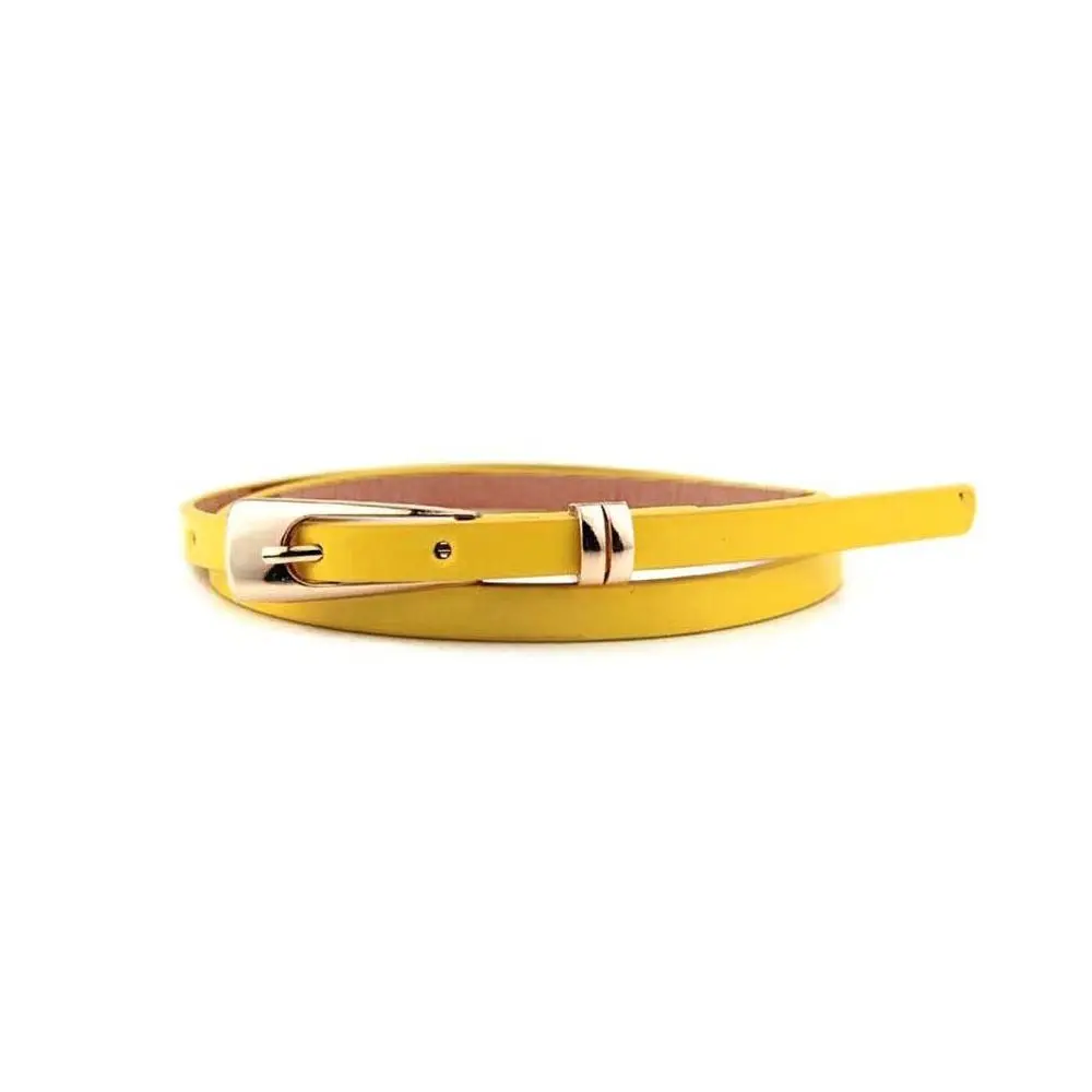 Fashion Straps Cortical Buckle Candy Color Women Girl Leather Multicolor Decoration Skinny Belt Thin Waist