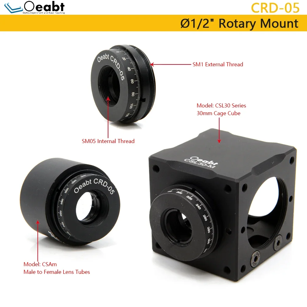 CRD-05 Indexing Rotation Mount for Ø1/2" Optics Cube-Mounted Broadband Variable Beamsplitter 30mm Cage System SM1 Optics Oeabt