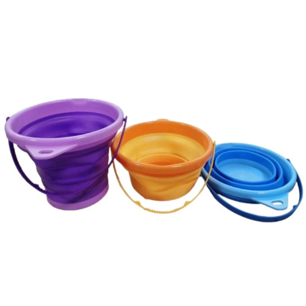 Portable Beach Folding Buckets Multifunctional Retractable Sandbox Toy Bucket Plastic Round Beach Collapsible Bucket Car Washing