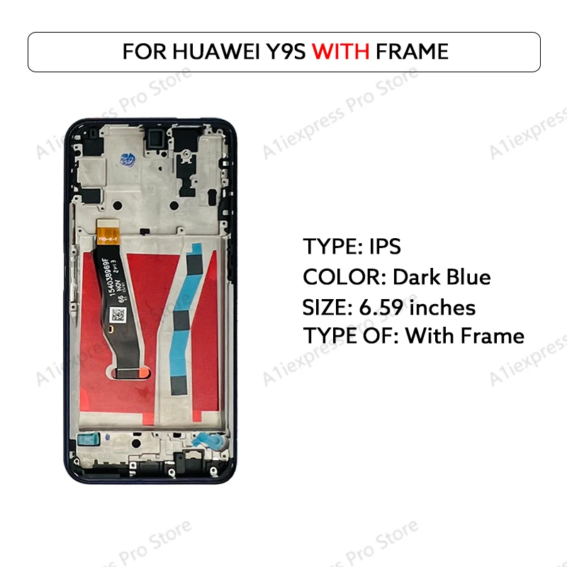 6.59 "IPS LCD Voor Huawei Y9s/P Smart Pro 2019 LCD Touch Screen Digitizer Vergadering STK L21 LX3 L22 LCD Module Met Frame Onderdelen