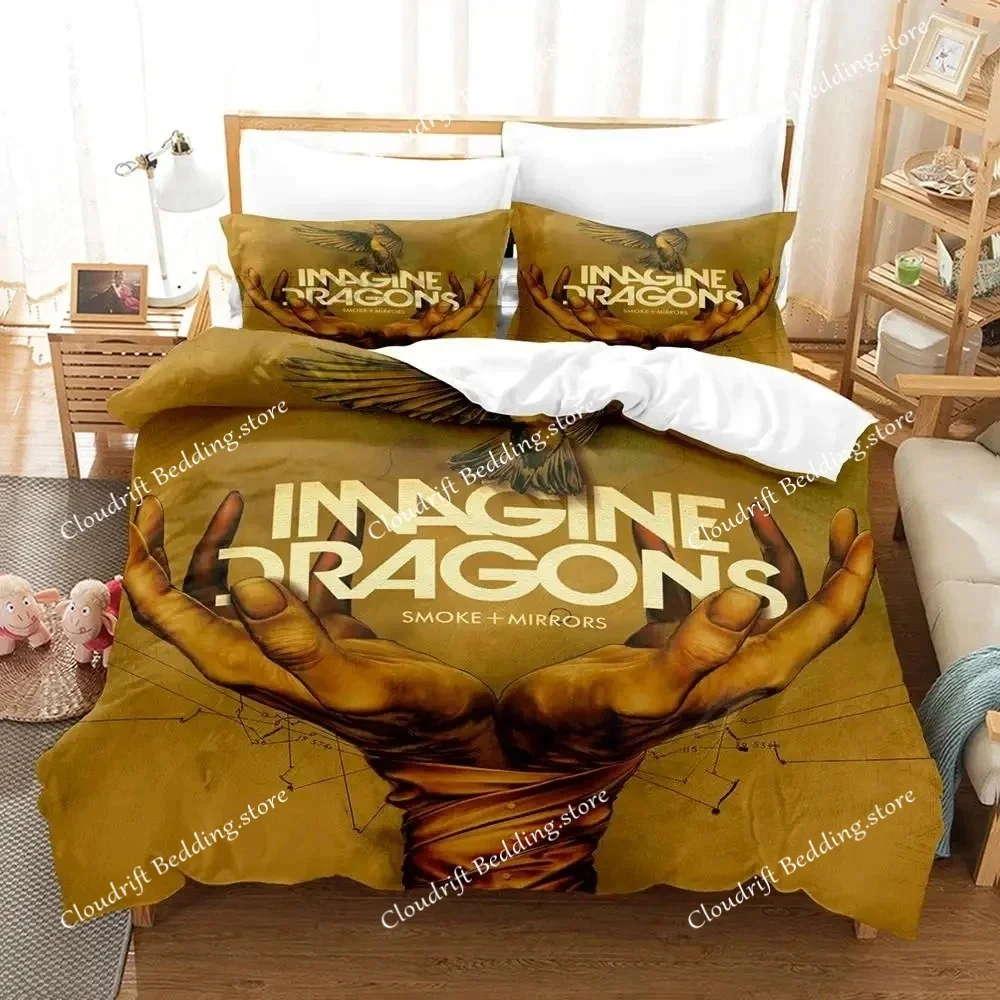 

2024 Imagine Dragons Single Double 3D Printed Bedding Set for Boys Bedroom Queen King Size Quilt Cover Pillowcase