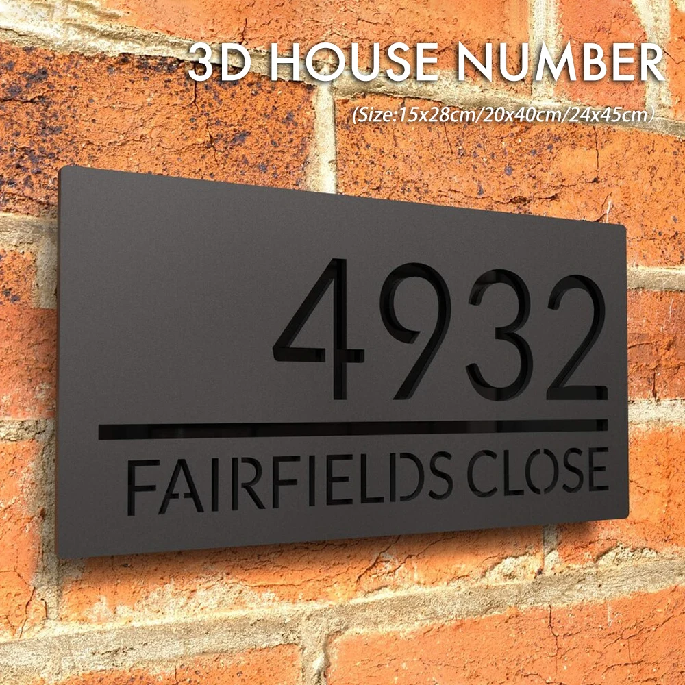 Custom Laser Cut 28/40/45cm Acrylic Matte Modern 3D Floating House Number sign Outdoor Street Family Name Plates Dropshipping