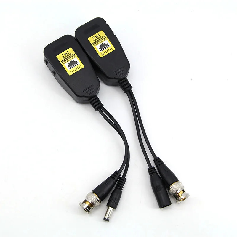 1080P 5MP 8MP 4K السلبي RJ45 1CH CCTV فيديو Balun 2in1 BNC موصلات كابل الطاقة إلى كاميرا AHD/CVI/TVI الملتوية