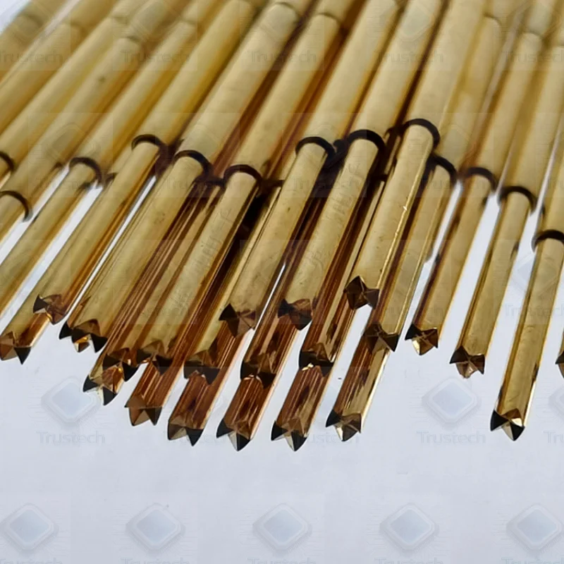 Original 1*27.8MM straight-up four-prong probe PAM75-Q1 test pin 75MIL medium-sized spring pin, gold-plated four teeth