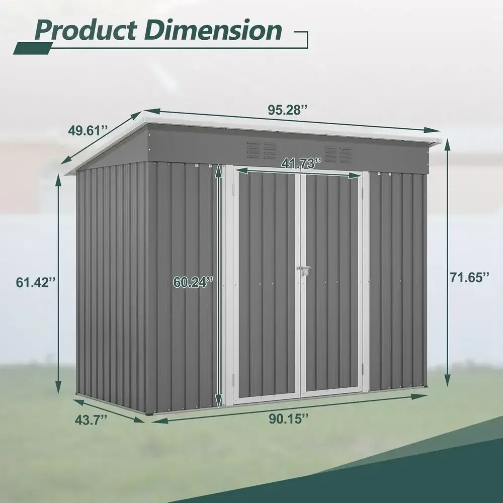 Outdoor Metal Storage Shed, Steel Utility Tool Shed with Double Lockable Doors and Air Vent for Backyard, Garden, Patio, Lawn -