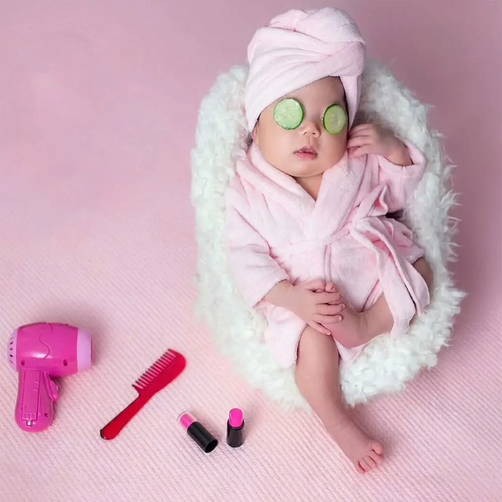 Sweet Photography Props Newborn Bathrobes Slippers Cucumber Bath Towel Outfit with Headband Photo Props Photo Shoot Accessories