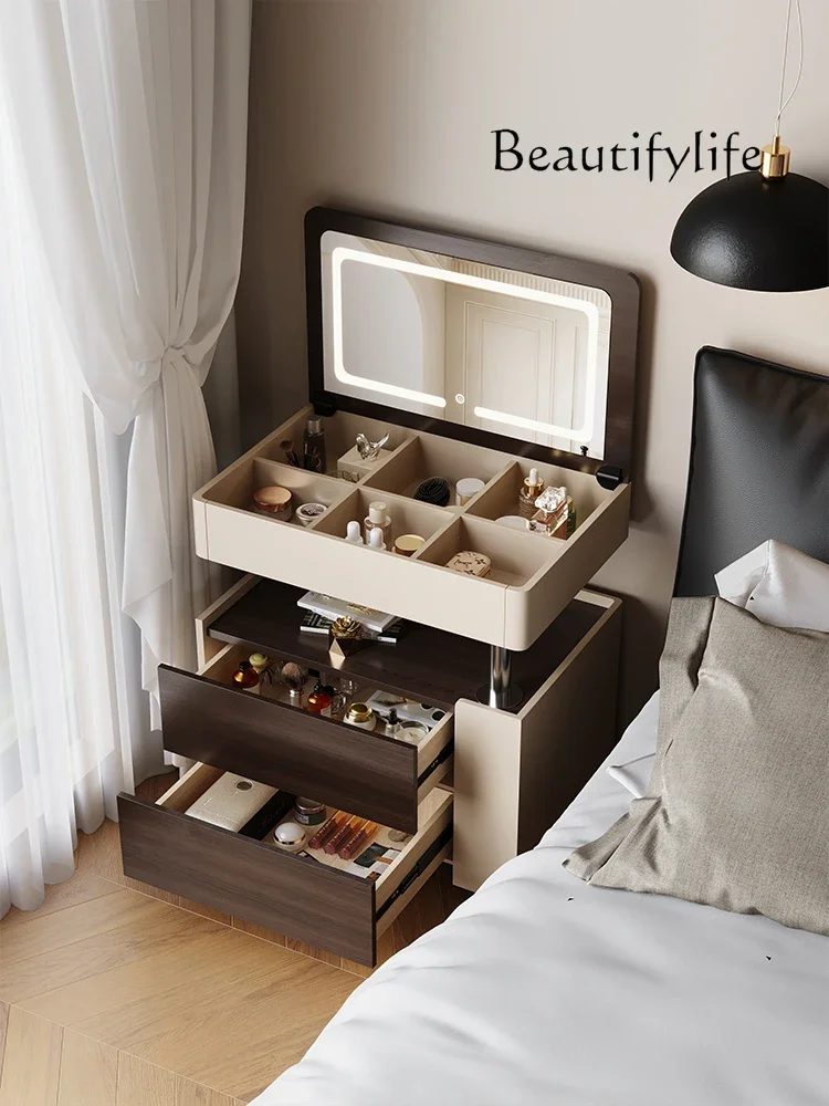 X35 Modern Simple Bedroom Lift Bedside Table Dresser Multi-functional Storage Flip Cover Makeup Table Integrated