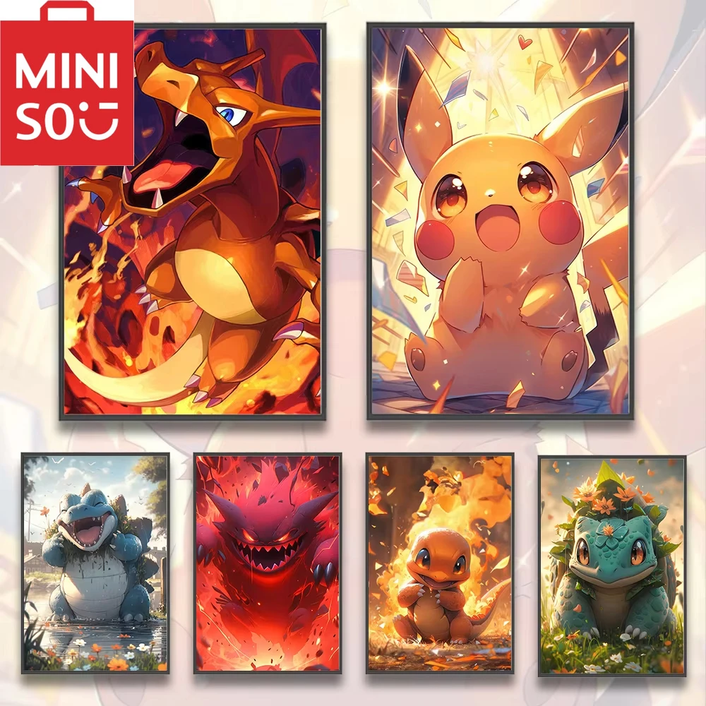 Kits de pintura al óleo por números MINISO, lienzo de dibujo de números de Pikachu de Anime japonés, imágenes por números DIY, decoración del hogar