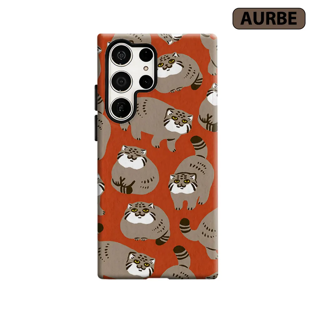 Pallas Cat Cartoon Phone Case For Samsung Galaxy S26 S25 S24 S23 Ultra Plus HD Hard Double Layer Film Cover