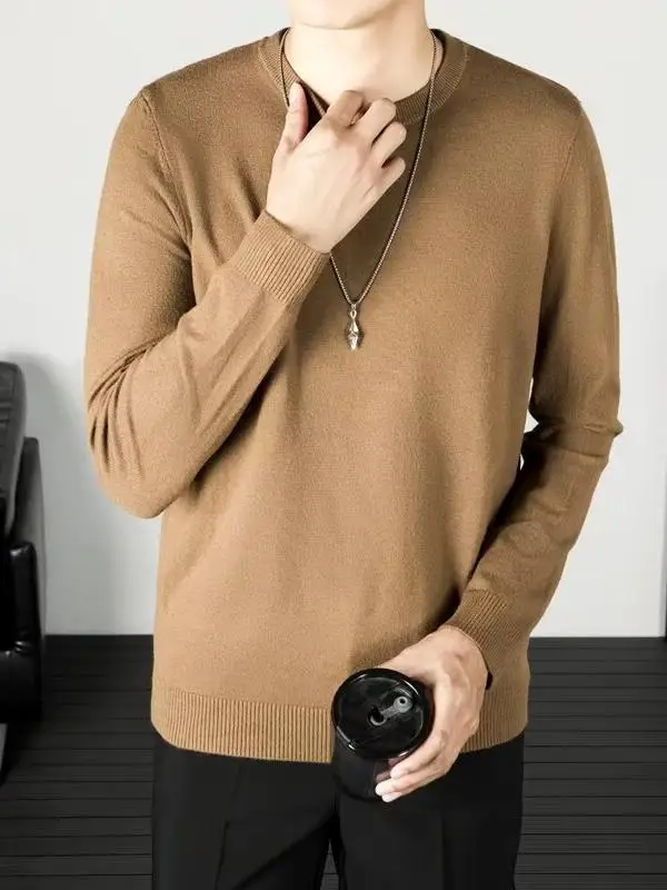 

Slim Fit round Ne Knitwear Men's Mid-Ne Base irt Faionable Color Sweater Autumn Winter New Arrival Couple's Wear