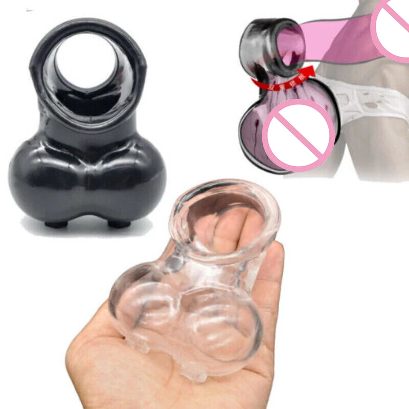 Male squeeze ring stretcher scrotum bag delay ring chastity cage new scrotum restraint penis delay passion alternative sex toys