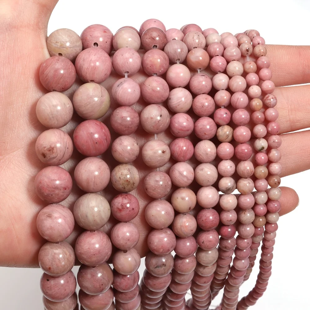Wholesale Natural Stone Red Rhodonite Beads Round Loose Gemstone Bead For Jewelry Making DIY Bracelet Necklace Accessories