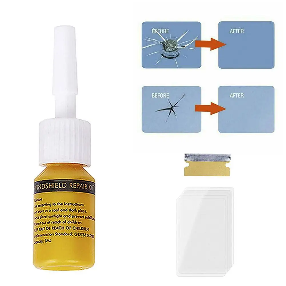 Automotive Windshield Crack Scratch Repair Kit Glass Repair Fluid for Car Windscreen Bumper Lights Lens Clear Coating