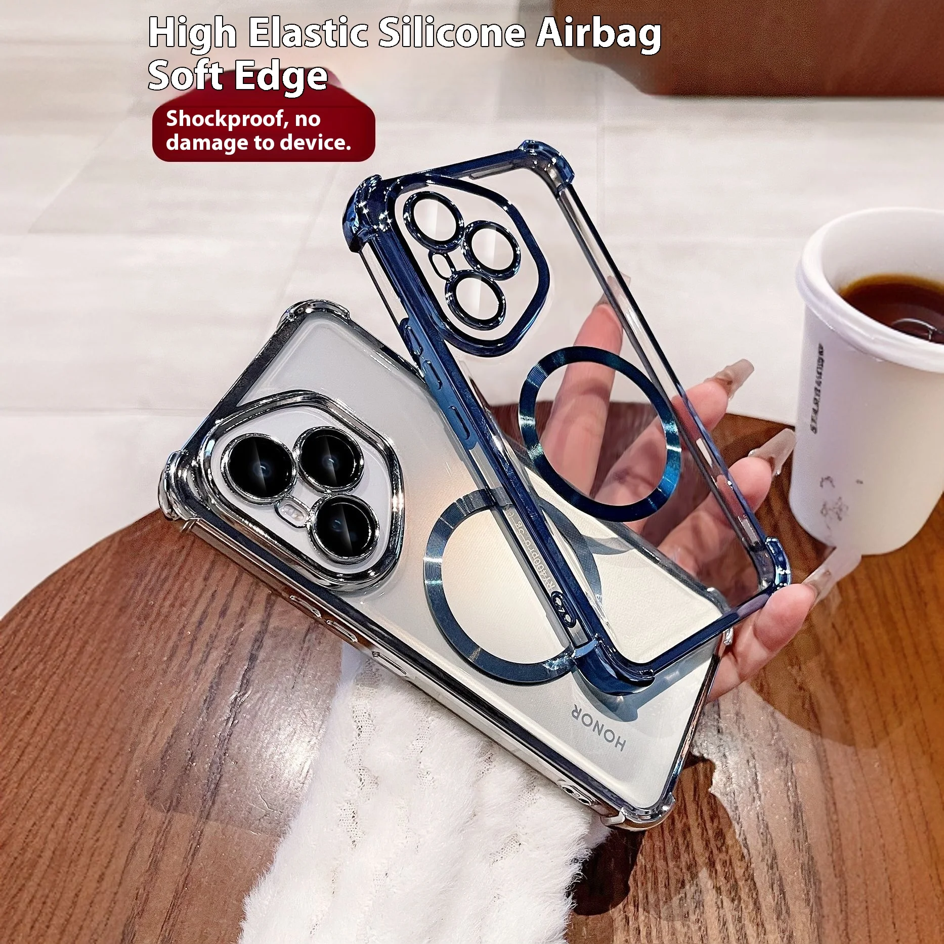 حافظة لهاتف Honor 400 pro وسادة هوائية فاخرة مطلية بالكهرباء غطاء مغناطيسي شفاف من البولي يوريثان لهاتف Honor400 pro 5G ممتص للصدمات Funda