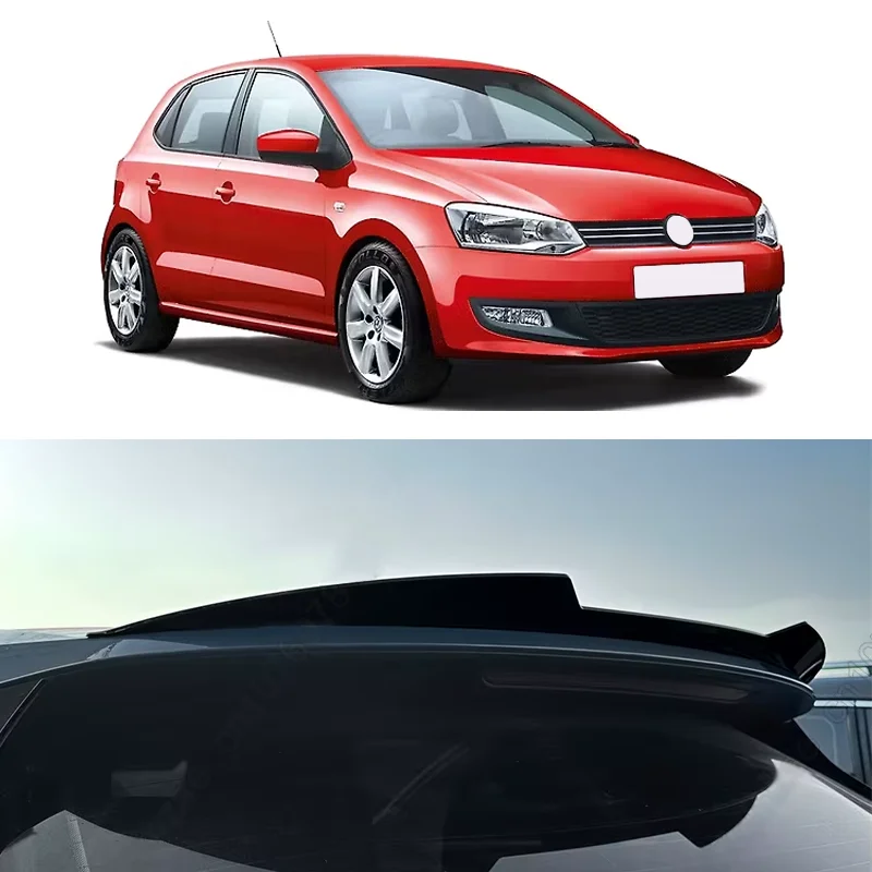 2Pcs 99cm Car Roof Spoiler For VW Polo 8 AW TSI Life/R-line Polo Mk5 6C/6R ABS Tail Wing Decoration Universal Gloss Black - view 2