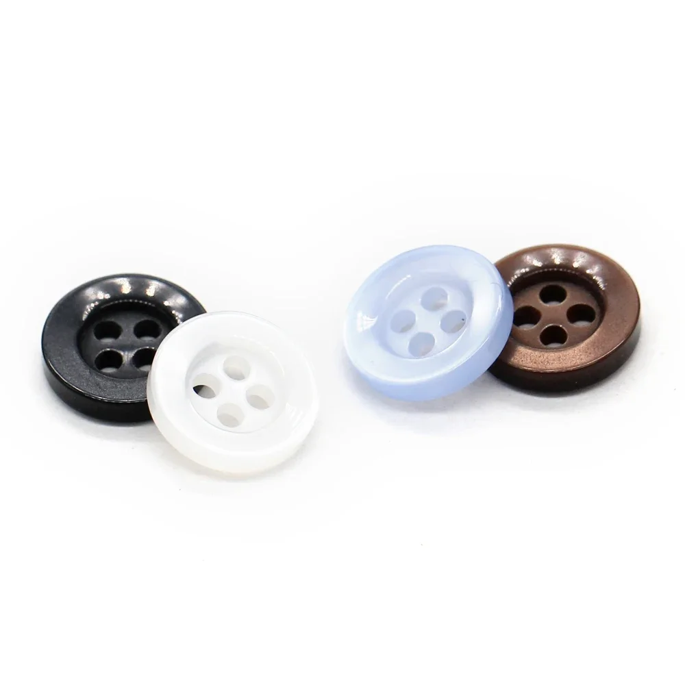 HENGC 4 Holes 9/10/11mm Classical Pearl Light  Resin Buttons for Clothes Uniform Shirt Dress Blouse Handmade Decorations