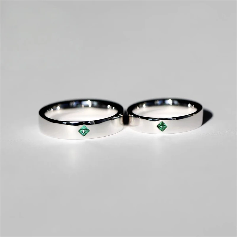 Zamrud, Rubi, safir, safir, cincin pasangan kustom buatan tangan desainer, cincin pernikahan, hadiah liburan dan hadiah