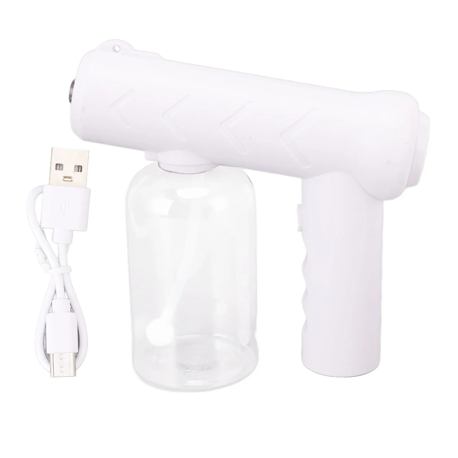 

Nano Cleaning Sprayer Rechargeable Blue Light Portable Handheld Alcohol Atomizer for Home Garden School 380ml White